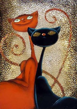Arte original de Toperfect Painting - Decoración gatos original abstracto.
